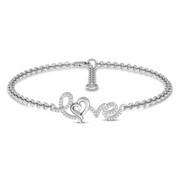 Diamond Love Bracelet Sterling Silver 7.25&quot;