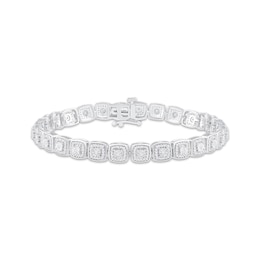 Diamond Cushion Line Bracelet 1 ct tw Round-cut 10K White Gold 7.25&quot;