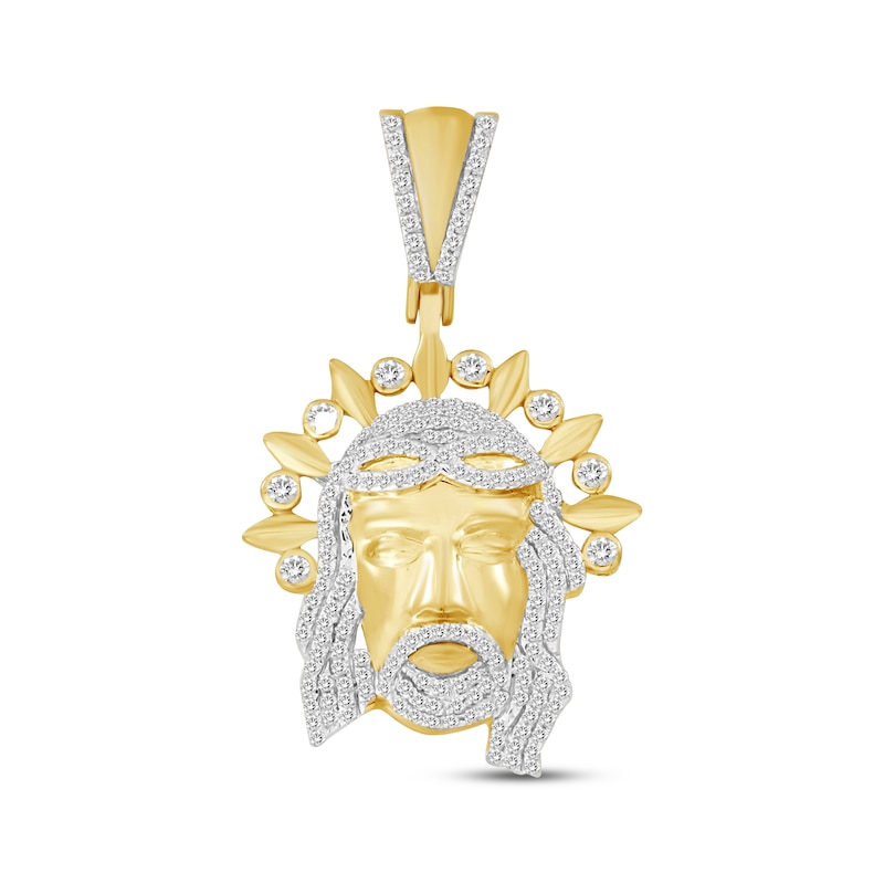 Main Image 1 of Men's Christ Pendant 1/2 ct tw Round-cut 10K Yellow Gold