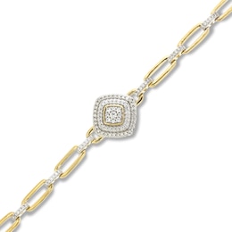Diamond Paperclip Bracelet 1/3 ct tw Round-cut 10K Yellow Gold 7.25&quot;
