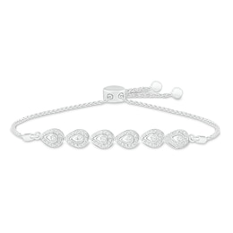 Diamond Bolo Bracelet 1/2 ct tw Round-Cut Sterling Silver 9.5&quot;