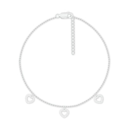 Diamond Heart Anklet 1/8 ct tw 10K White Gold 9&quot;