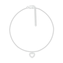 Diamond Heart Anklet 10K White Gold 9&quot;