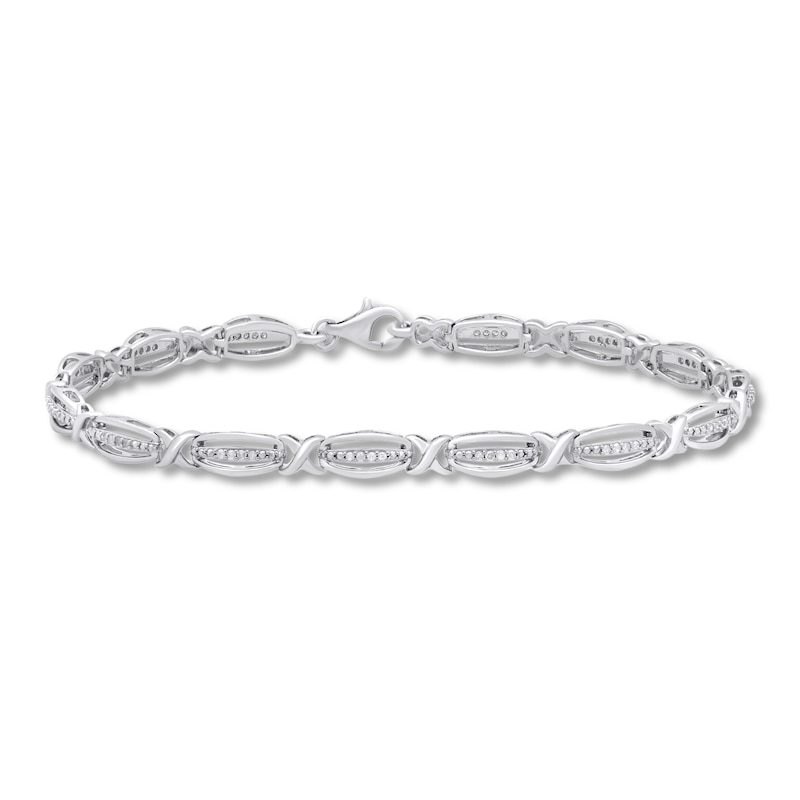 Main Image 1 of Diamond Bracelet 1/4 ct tw Round-cut Sterling Silver 7.5&quot;