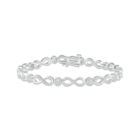 Diamond Infinity Link Bracelet 1/2 ct tw Round-cut Sterling Silver 7"