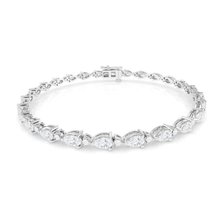 Diamond Tennis Bracelet 5-1/2 ct tw Pear & Round-cut 10K White Gold 7.5 ...