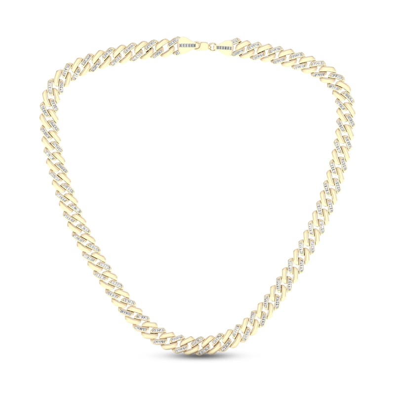 Men's Diamond Cuban Link Chain 19 ct tw Round Necklace 10K White Gold 22