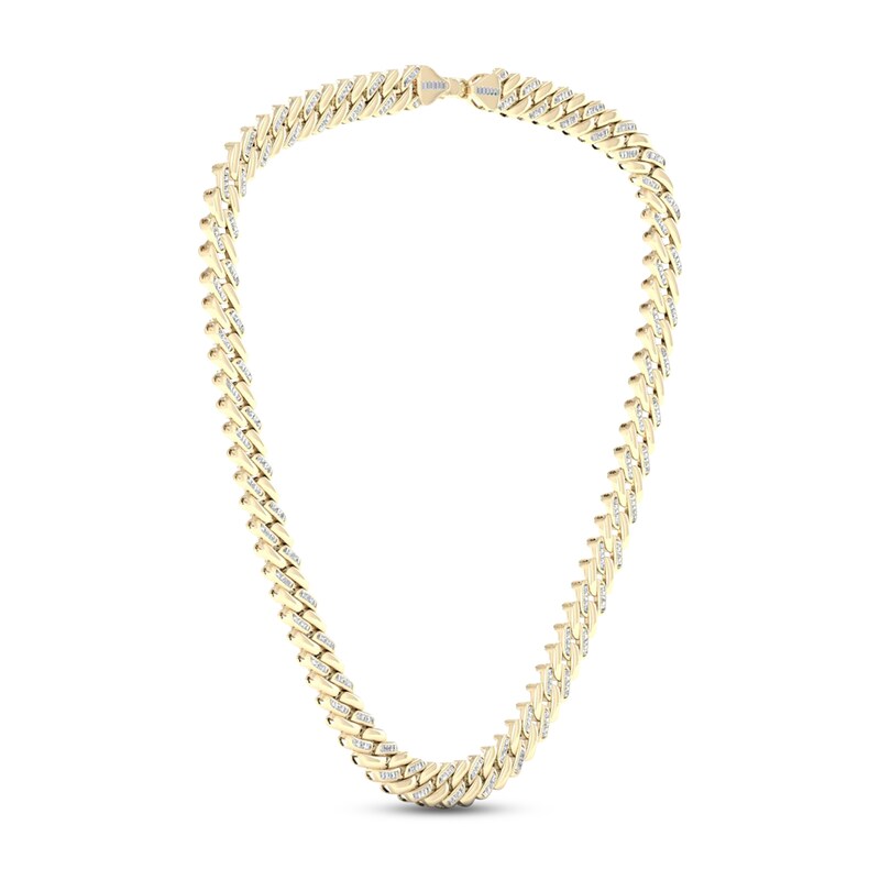 Men's Diamond Cuban Link Chain 26-3/4 ct tw Round Necklace 10K Yellow Gold 22