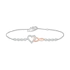 Thumbnail Image 1 of Diamond Heart Infinity Bracelet 1/8 ct tw Round-cut Sterling Silver & 10K Rose Gold 7.5&quot;