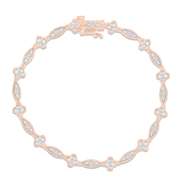 Diamond Milgrain Bracelet 1/4 ct tw Round-cut 10K Rose Gold 7.25&quot;