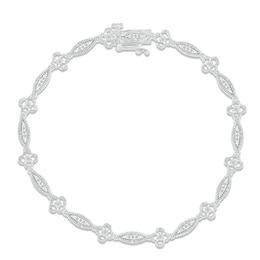 Diamond Milgrain Bracelet 1/4 ct tw Round-cut Sterling Silver 7.25&quot;