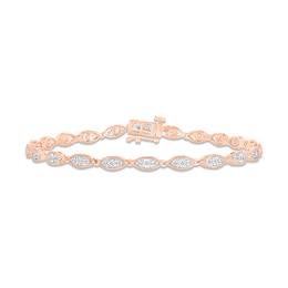 Diamond Milgrain Bracelet 3/8 ct tw Round-cut 10K Rose Gold 7&quot;