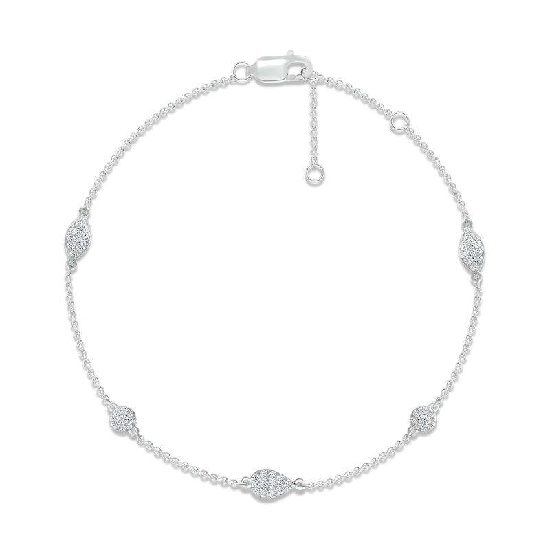 Main Image 1 of Diamond Shapes Bracelet 1/4 ct tw Round-cut 10K White Gold 7.5&quot;