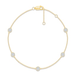 Diamond Five-Circle Bracelet 1/5 ct tw Round-cut 10K Yellow Gold 7.5&quot;