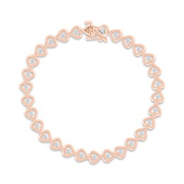 Diamond Heart Line Bracelet 1/4 ct tw Round-cut 10K Rose Gold 7.25&quot;