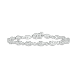 Diamond Marquise Line Bracelet 1/2 ct tw Round-cut 10K White Gold 7.25&quot;