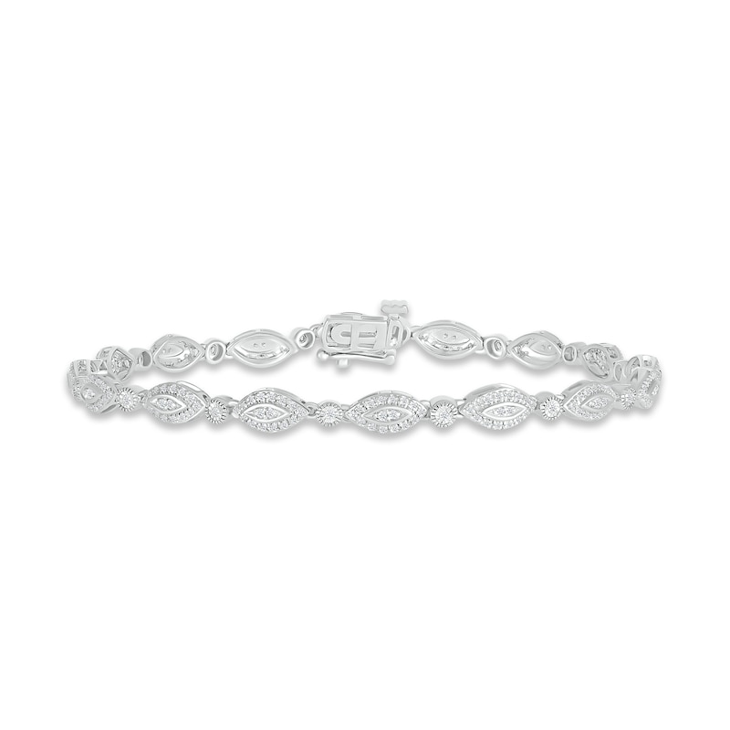 Main Image 1 of Diamond Marquise Line Bracelet 1/2 ct tw Round-cut 10K White Gold 7.25&quot;