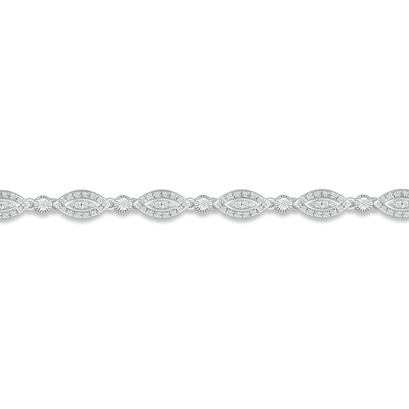 Main Image 2 of Diamond Marquise Line Bracelet 1/2 ct tw Round-cut 10K White Gold 7.25&quot;