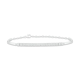 Diamond Bangle Chain Bracelet 1/10 ct tw Round-cut Sterling Silver 8&quot;