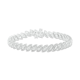 Diamond Diagonal Link Bracelet 1/4 ct tw Round-cut Sterling Silver 7.25&quot;