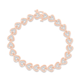 Diamond Heart Bracelet 1/2 ct tw Round-cut 10K Rose Gold 7.25&quot;