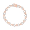 Thumbnail Image 1 of Diamond Linked Heart Bracelet 1/4 ct tw Round-cut 10K Rose Gold 7.5&quot;