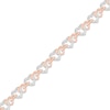 Thumbnail Image 2 of Diamond Linked Heart Bracelet 1/4 ct tw Round-cut 10K Rose Gold 7.5&quot;