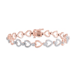 Diamond Heart Bracelet 1 ct tw Round-cut 10K Rose Gold 7&quot;