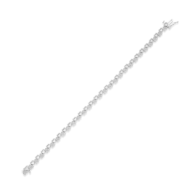 Main Image 2 of Diamond Alternating Heart Link Bracelet 1/2 ct tw Round-cut Sterling Silver