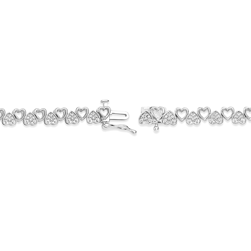 Main Image 3 of Diamond Alternating Heart Link Bracelet 1/2 ct tw Round-cut Sterling Silver