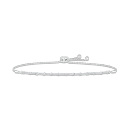 Diamond Line Bolo Bracelet 1/2 ct tw Round-cut 10K White Gold 9.5&quot;