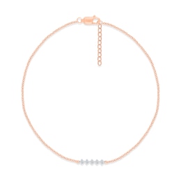 Diamond Line Anklet 1/8 ct tw Round-cut 10K Rose Gold 9&quot;