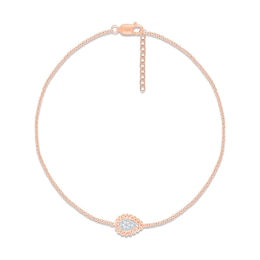 Multi-Diamond Pear Anklet 1/15 ct tw Round-cut 10K Rose Gold 9&quot;