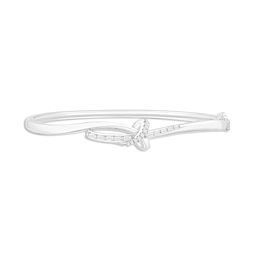 Diamond Bangle Bracelet 1/5 ct tw Baguette & Round-cut Sterling Silver