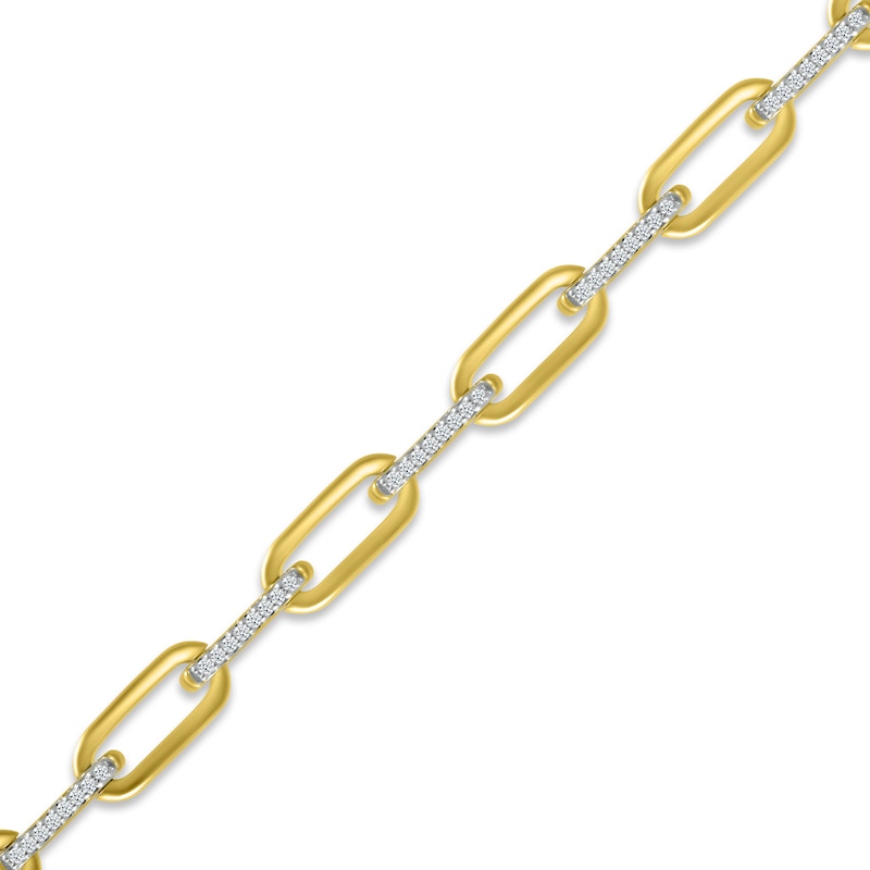 Diamond Paperclip Bracelet 1/4 ct tw Round-cut 10K Yellow Gold 7