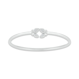 Diamond Butterfly Bangle Bracelet 1/10 ct tw Sterling Silver