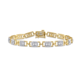 Diamond Grid Link Bracelet 2 ct tw 10K Yellow Gold 7&quot;