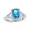 Thumbnail Image 1 of Cushion-Cut Sky Blue Topaz & Round White Lab-Created Sapphire Ring Sterling Silver