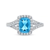 Thumbnail Image 3 of Cushion-Cut Sky Blue Topaz & Round White Lab-Created Sapphire Ring Sterling Silver