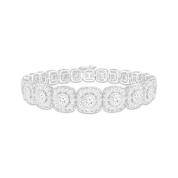 Baguette & Round-Cut Multi-Diamond Cushion Link Bracelet 7 ct tw 10K White Gold 7.25&quot;