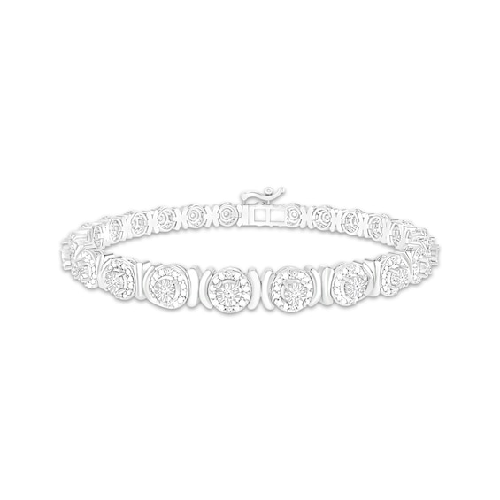 Diamond Halo Link Bracelet 1/4 ct tw 10K White Gold 7.25”