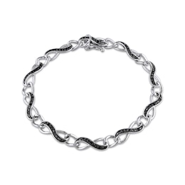 Round-Cut Black Diamond Infinity Bracelet 1/4 ct tw Sterling Silver 7”