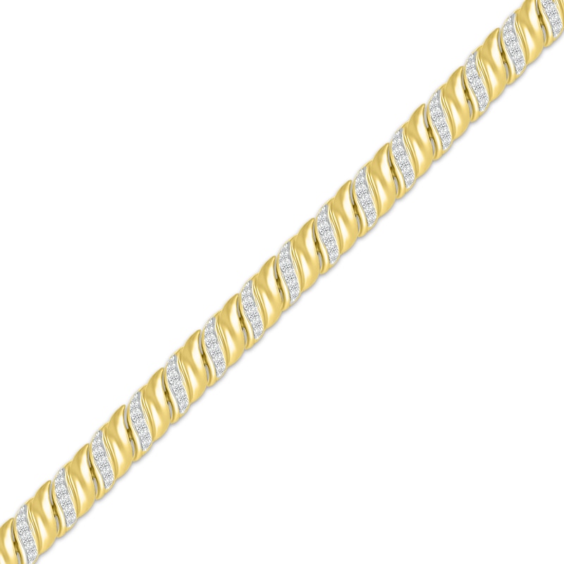 Main Image 2 of Round-Cut Diamond Spiral-Link Tennis Bracelet 1 ct tw 10K Yellow Gold 7.25”