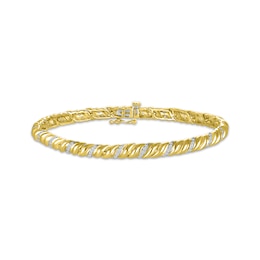 Round-Cut Diamond Spiral-Link Tennis Bracelet 1/2 ct tw 14K Yellow Gold 7.25”