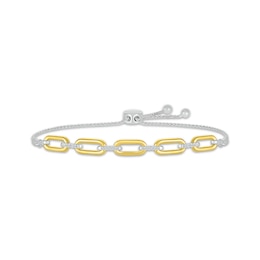 Round-Cut Diamond Paperclip Bolo Bracelet 1/8 ct tw 10K Two-Tone Gold