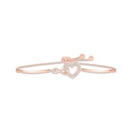 Diamond Heart & Infinity Bolo Bracelet 1/6 ct tw 10K Rose Gold 9.5&quot;