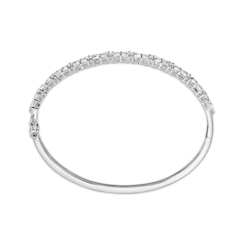 Main Image 2 of Pear-Shaped Diamond Flower Bangle Bracelet 4-3/4 ct tw 14K White Gold