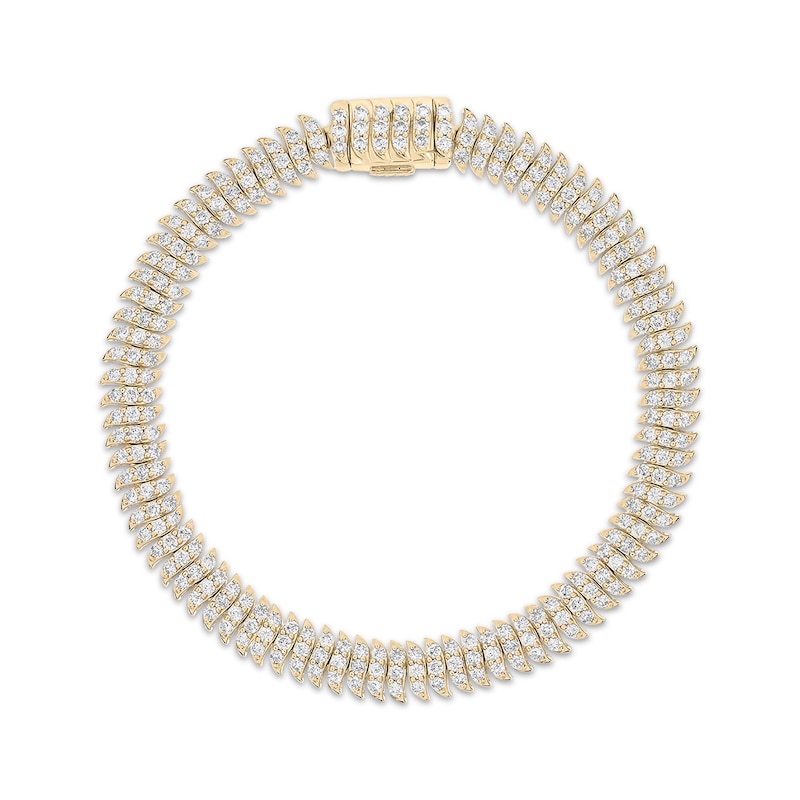 14K Gold S Link Tennis Bracelet with Round Diamonds