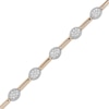 Thumbnail Image 1 of Diamond Oval Cluster & Rectangle Bar Link Tennis Bracelet 1-1/5 ct tw 10K Two-Tone Gold 7&quot;