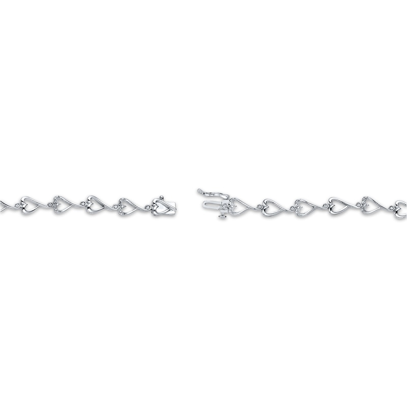 Main Image 3 of Diamond Sideways Swirling Heart Link Bracelet 1/10 ct tw Sterling Silver 7&quot;